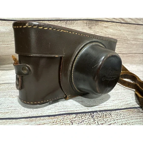 Vintage Brown Leather Film Camera Case with Strap Germany for Leica